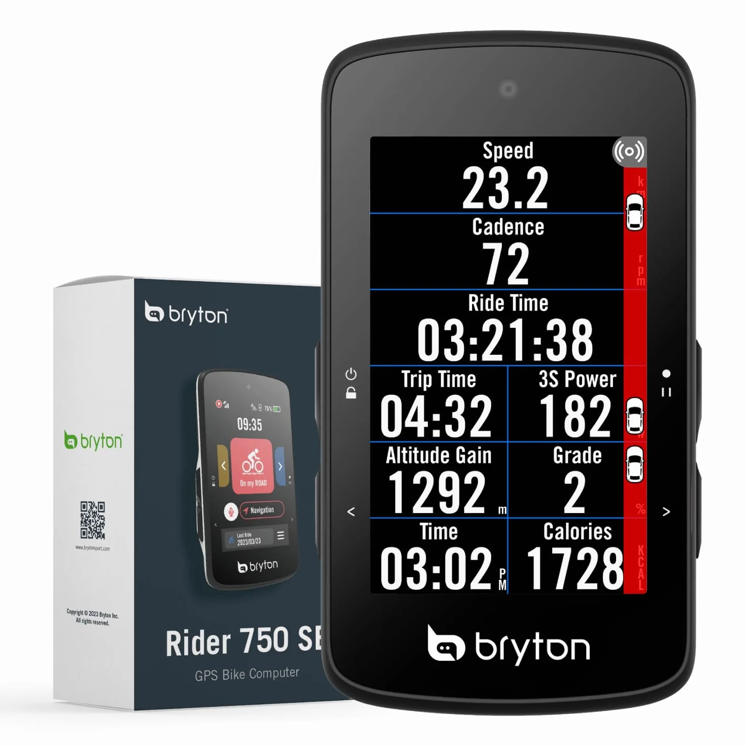 Bryton Unisex-Dorosły Rider BRYTON.R750SE Komputer Rowerowy, Czarny, Unica