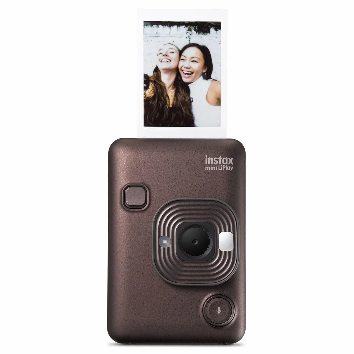 INSTAX mini LiPlay hybrydowy aparat natychmiastowy z tylnym wyświetlaczem LCD o przekątnej 2,7 cala, gniazdem kart Micro SD, ładowaniem przez USB-C, kolor Deep Bronze, film sprzedawany osobno