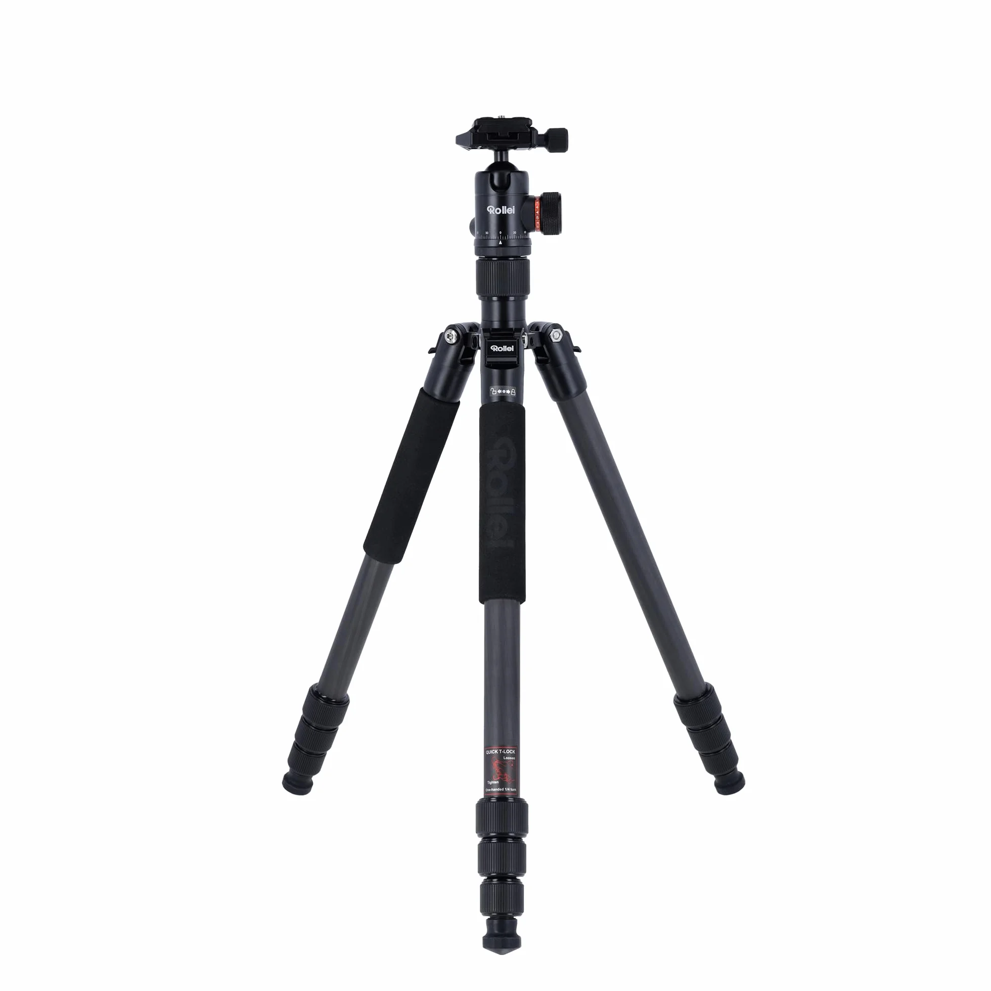 Rollei Statyw węglowy C6i, kompatybilny z Arca Swiss - konwertowalny na monopod - w zestawie panoramiczna głowica kulowa i kolumna centralna redating do makrofotografii - czarny