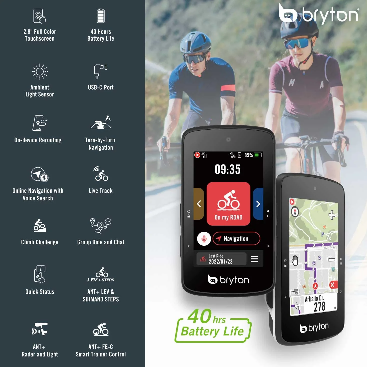 Bryton Unisex-Dorosły Rider BRYTON.R750SE Komputer Rowerowy, Czarny, Unica