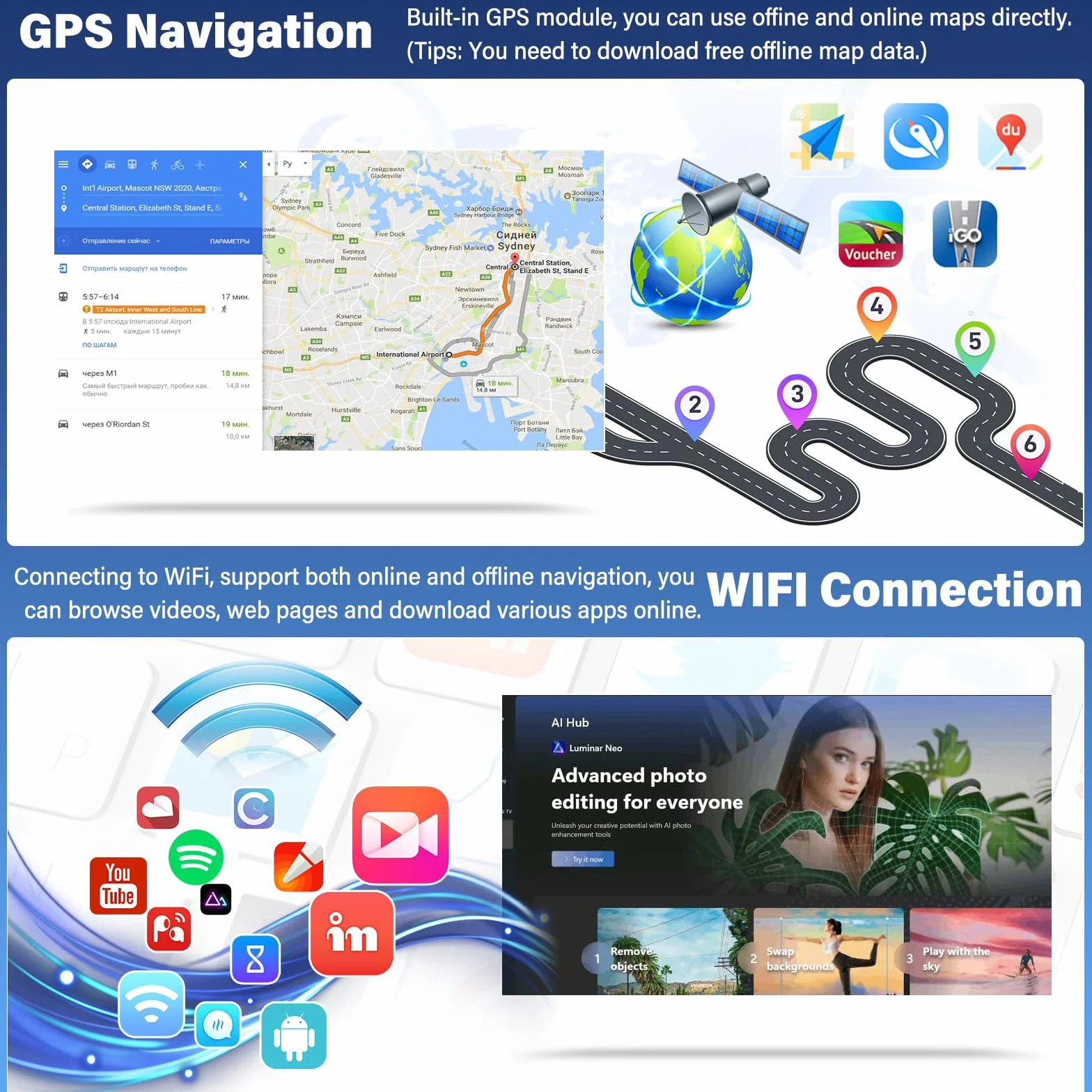 2G + 32G Android 13 radio samochodowe do Mercedesa Benz Sprinter 2006-2017 z Carplay Android Auto 9-calowy ekran z Bluetooth Mirror Link, WiFi, GPS, SWC FM/RDS, kamera cofania