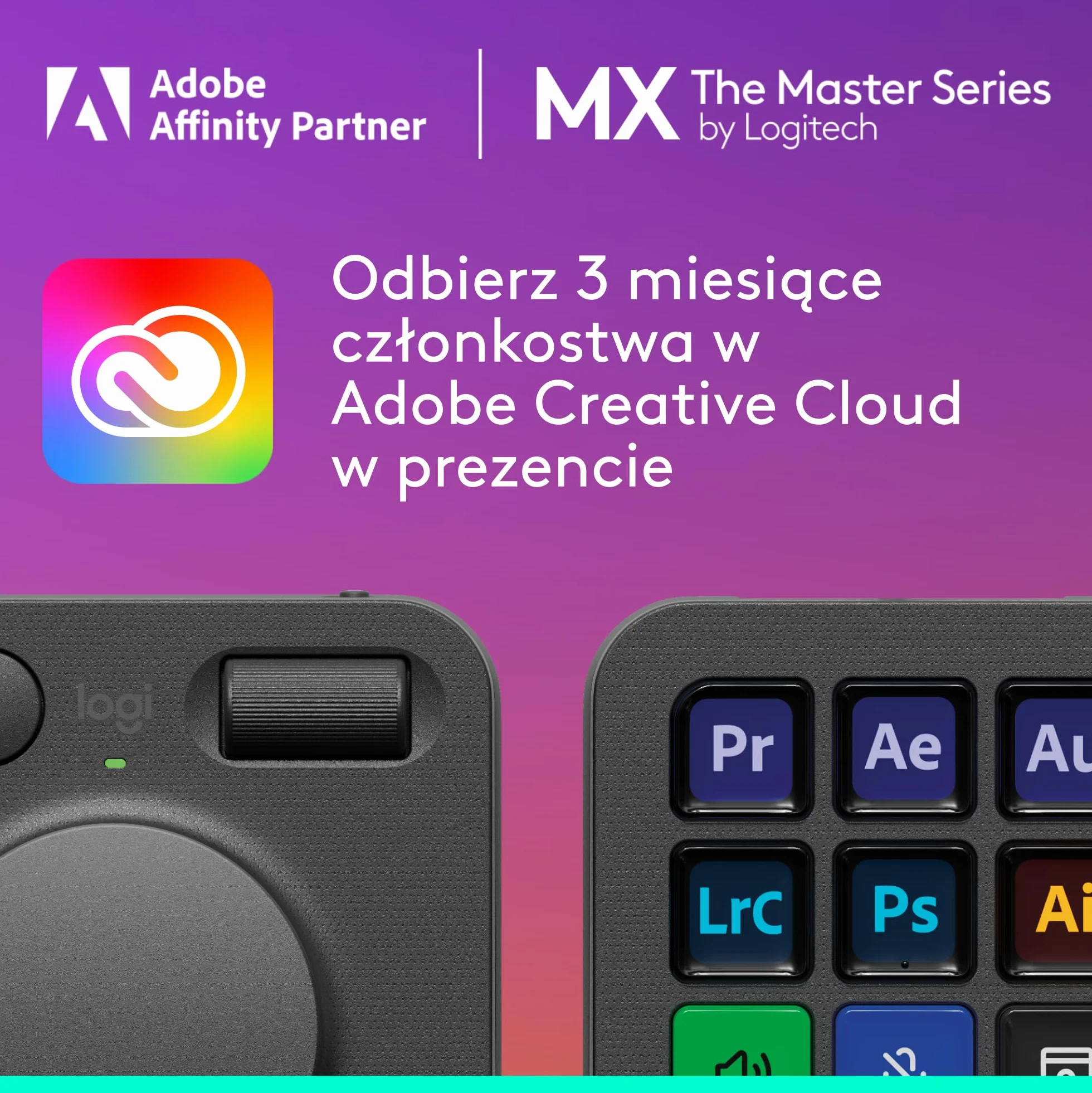 Logitech MX Creative Console, programowalna klawiatura keypad z 9 klawiszami LCD z programowalnymi napisami i pokrętłem sterowania do projektowania graficznego, edycji wideo, fotografii - Grafit