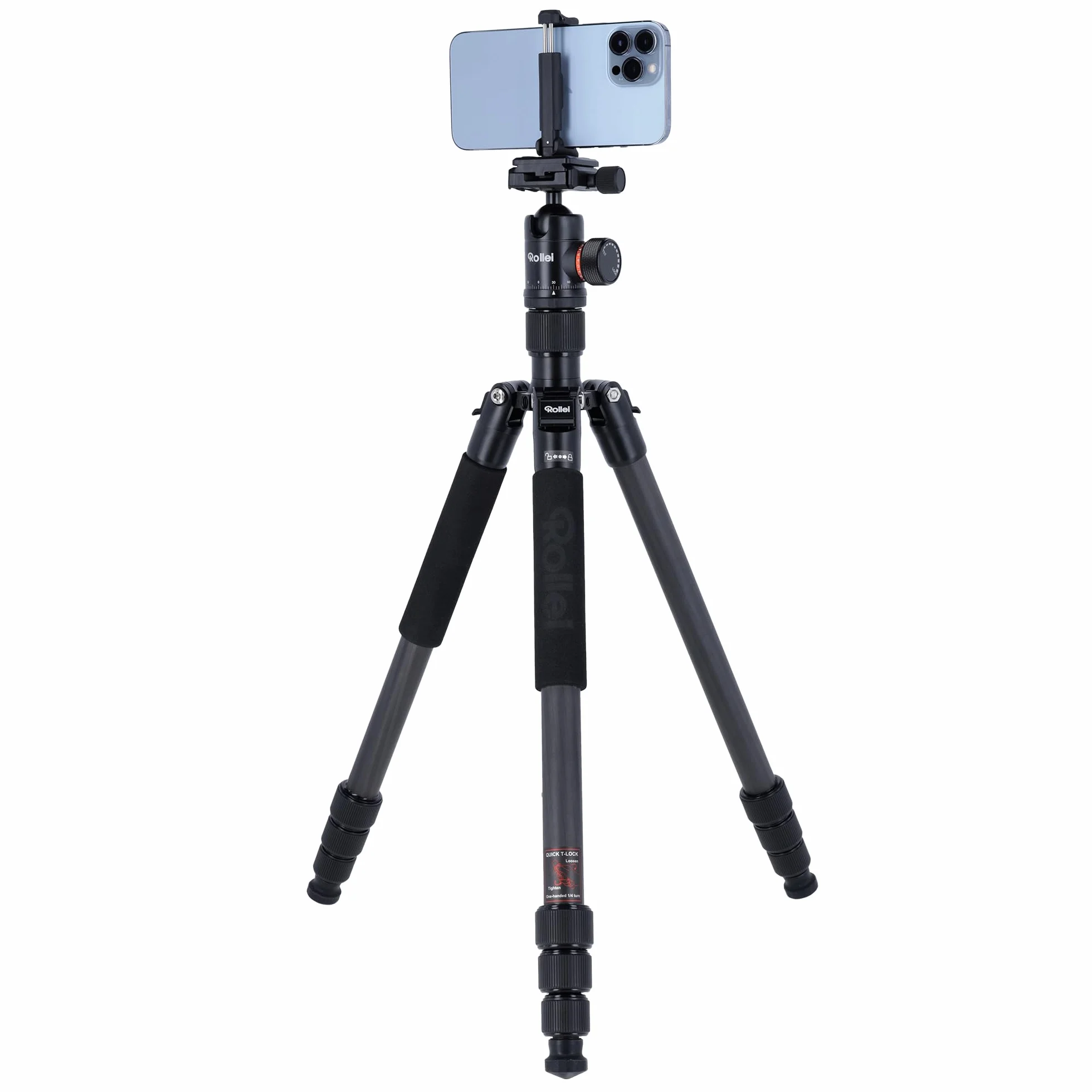 Rollei Statyw węglowy C6i, kompatybilny z Arca Swiss - konwertowalny na monopod - w zestawie panoramiczna głowica kulowa i kolumna centralna redating do makrofotografii - czarny