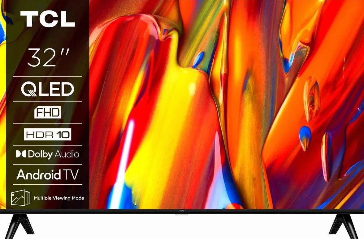TCL 32V5C - Smart QLED Full HD 32-calowy telewizor Direct LED z systemem Android TV i HDR - kompatybilny z Google Cast i Google Home, smukła konstrukcja [klasa efektywności energetycznej F]