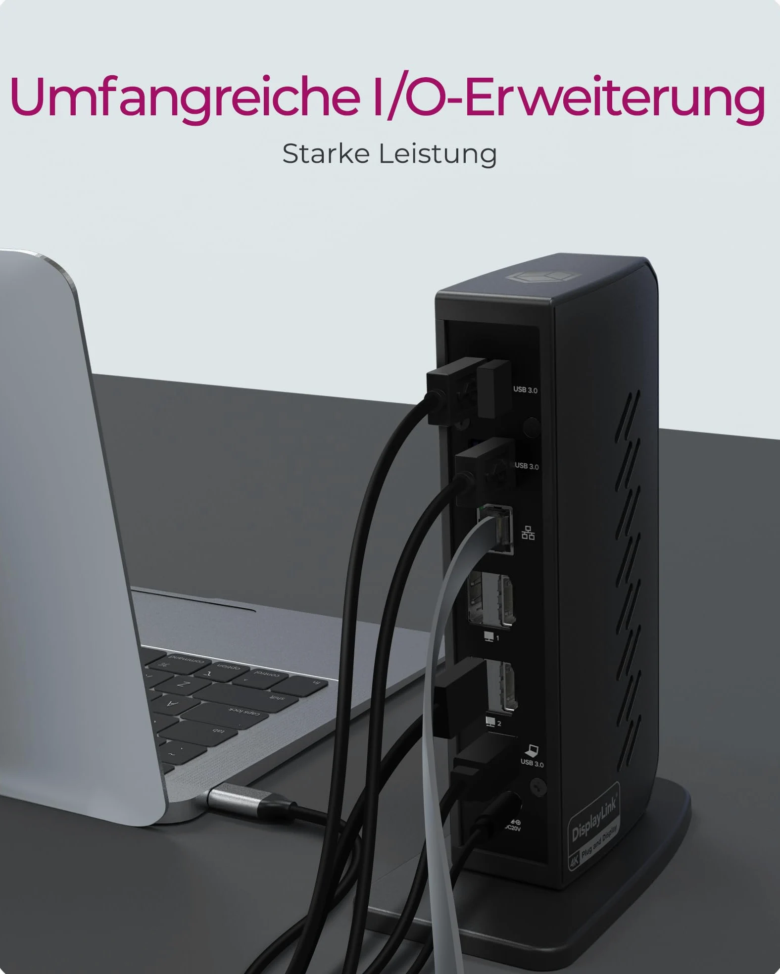 ICY BOX Stacja dokująca USB-C (11 w 1) z 2x HDMI i 2x DP, stacja dokująca USB-C do laptopa (Gigabit Ethernet, 6 portów USB 3.0), DisplayLink, IB-DK2252AC