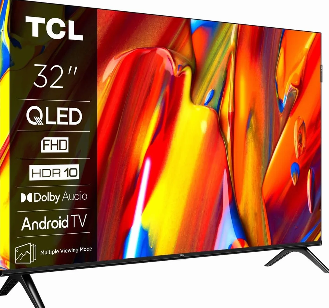 TCL 32V5C - Smart QLED Full HD 32-calowy telewizor Direct LED z systemem Android TV i HDR - kompatybilny z Google Cast i Google Home, smukła konstrukcja [klasa efektywności energetycznej F]
