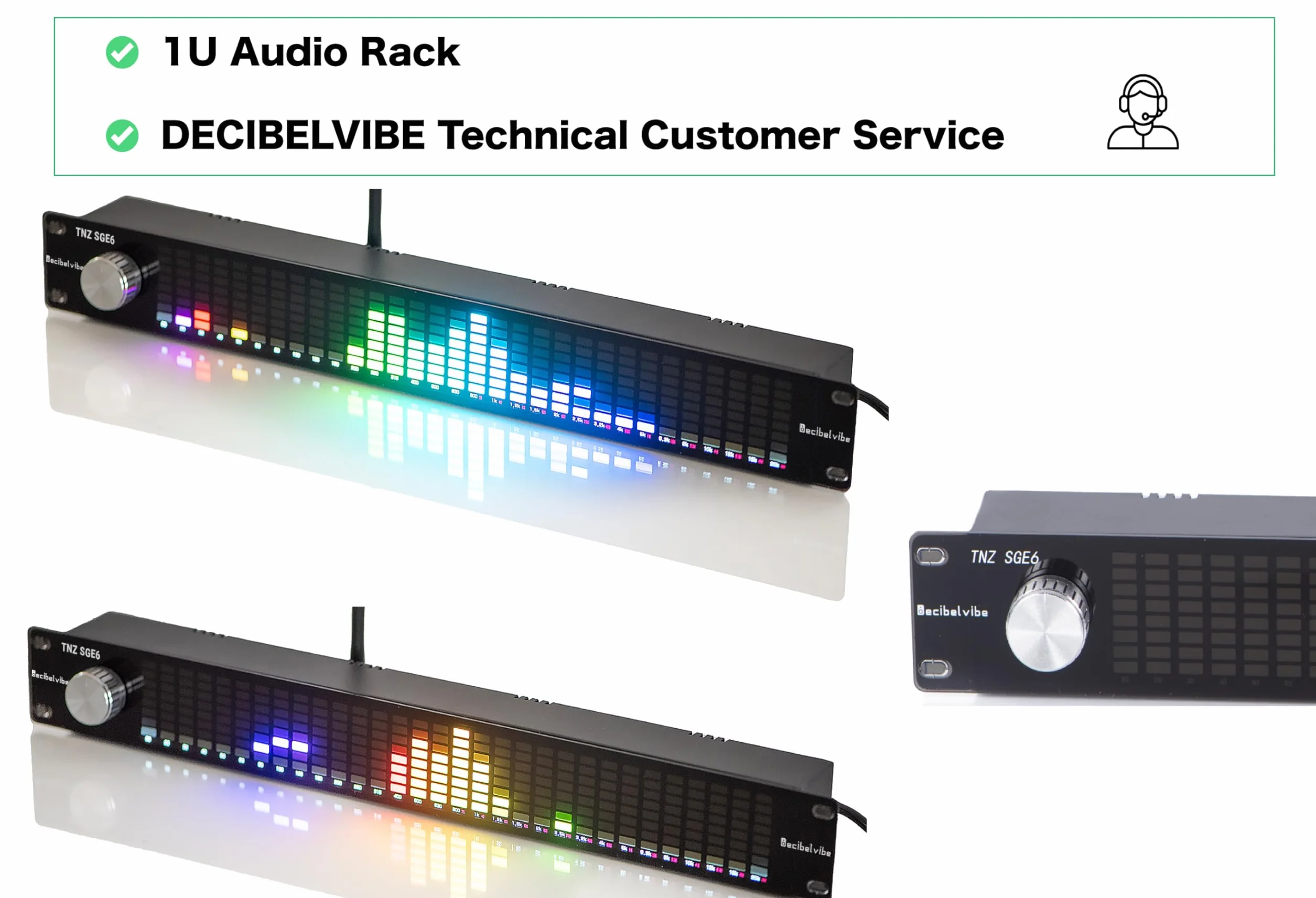 Decibelvibe TNZ SGE6 - Korektor graficzny audio z wejściem/wyjściem RCA-Jack 3.5, wejście bezprzewodowe przez wbudowany mikrofon, wejście USB i Bluetooth, przedwzmacniacz audio do systemów audio-wideo