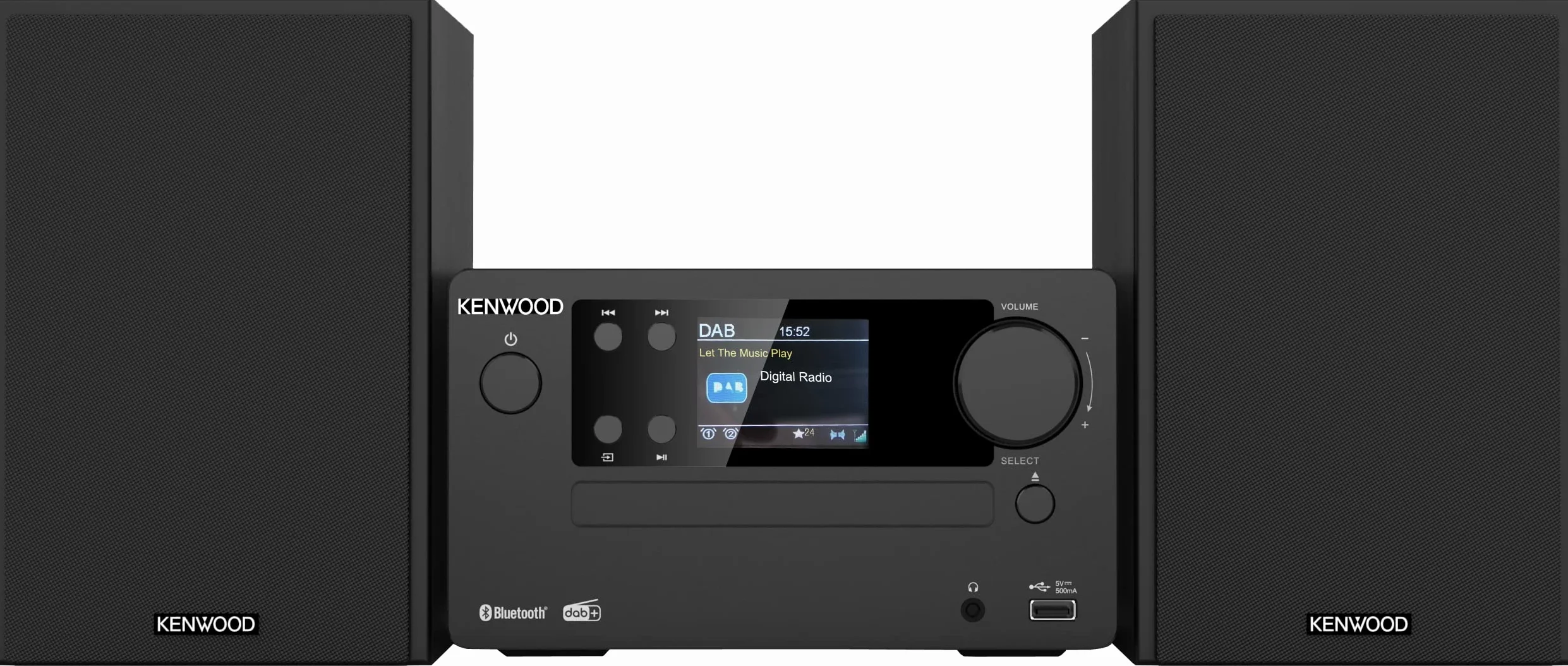 KENWOOD M-725DAB-B - Micro Hi-Fi system z DAB+, CD, USB, Bluetooth i wyświetlaczem TFT, Midnight Black