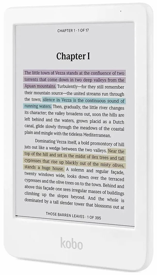 Kobo Clara Color, kolorowy czytnik e-booków, 15 cm, nieoślepiający wyświetlacz Kaleido 3, kolor i atrament, opcja trybu ciemnego, wodoodporny, Audiobooki, 16 GB pamięci (biały)