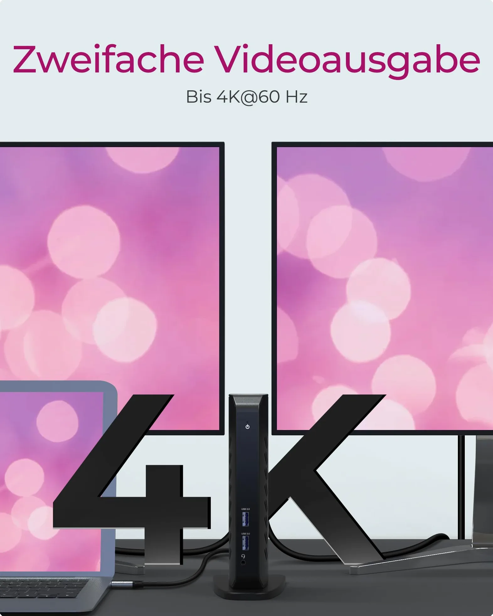 ICY BOX Stacja dokująca USB-C (11 w 1) z 2x HDMI i 2x DP, stacja dokująca USB-C do laptopa (Gigabit Ethernet, 6 portów USB 3.0), DisplayLink, IB-DK2252AC