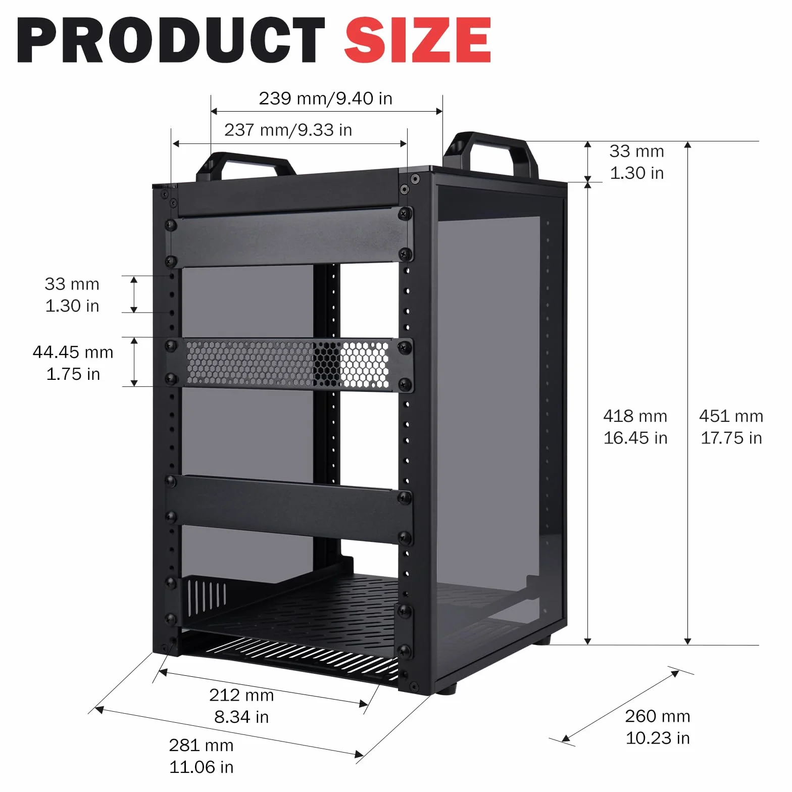 GeeekPi Szafa serwerowa 8U, DeskPi RackMate T1 Plus, 10-calowy stojak sieciowy do serwerów, sieci, urządzeń A/V, głębokość 260 mm, czarna