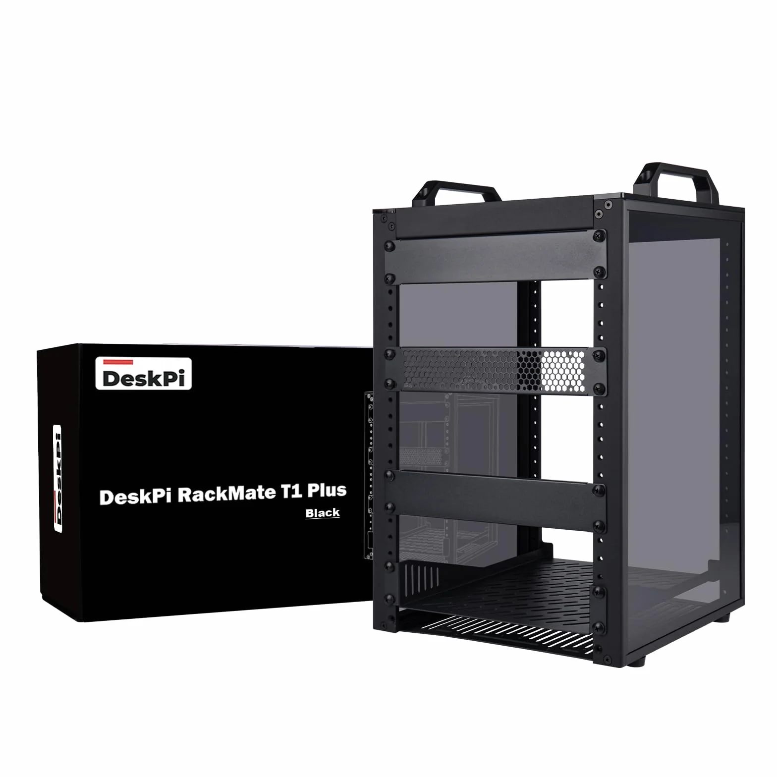 GeeekPi Szafa serwerowa 8U, DeskPi RackMate T1 Plus, 10-calowy stojak sieciowy do serwerów, sieci, urządzeń A/V, głębokość 260 mm, czarna