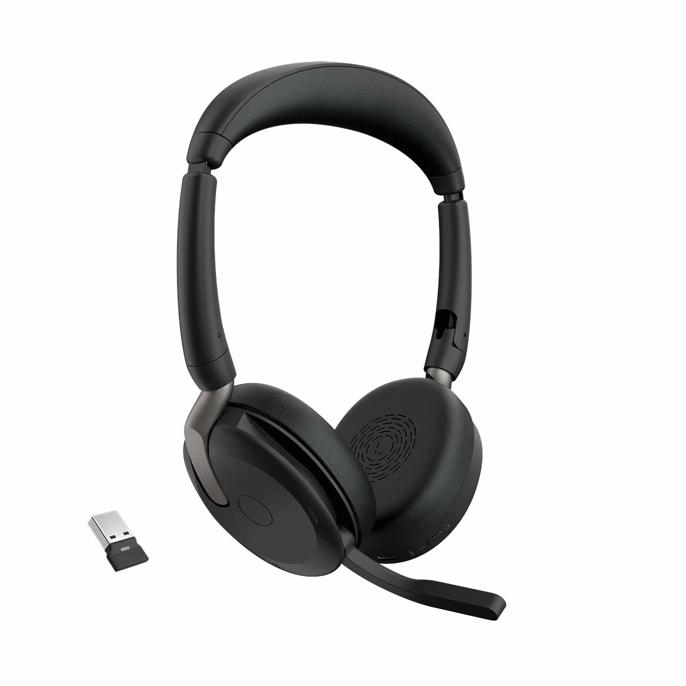 Jabra Evolve2 65 Flex zestaw słuchawkowy stereo z Bluetooth, bezprzewodowa podkładka ładująca, technologia Jabra ClearVoice z redukcją szumów i hybrydowa ANC, współpracuje ze wszystkimi wiodącymi